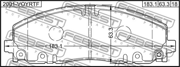 Febest 2001-VOYRTF - Тормозные колодки, дисковые, комплект autospares.lv