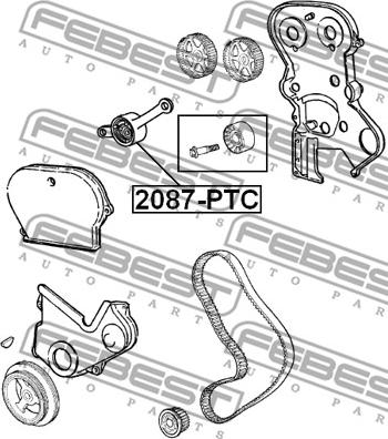 Febest 2087-PTC - Натяжной ролик, зубчатый ремень ГРМ autospares.lv