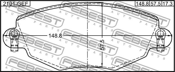 Febest 2101-GEF - Тормозные колодки, дисковые, комплект autospares.lv