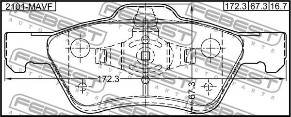 Febest 2101-MAVF - Тормозные колодки, дисковые, комплект autospares.lv