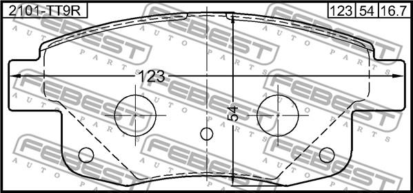 Febest 2101-TT9R - Тормозные колодки, дисковые, комплект autospares.lv