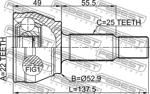 Febest 2110-FIE - Шарнирный комплект, ШРУС, приводной вал autospares.lv