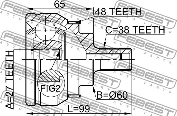 Febest 2110-SHARA48 - Шарнирный комплект, ШРУС, приводной вал autospares.lv