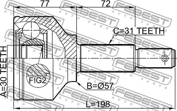 Febest 2110-TTF330 - Шарнирный комплект, ШРУС, приводной вал autospares.lv