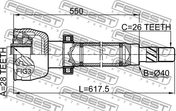 Febest 2111-CA1RH - Шарнирный комплект, ШРУС, приводной вал autospares.lv