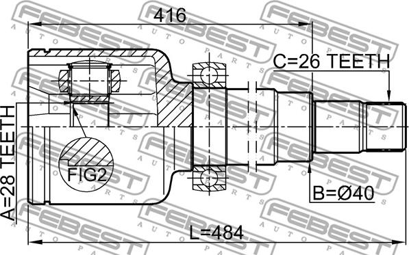 Febest 2111-CA220RH - Шарнирный комплект, ШРУС, приводной вал autospares.lv