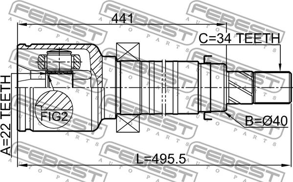 Febest 2111-CDHRH - Шарнирный комплект, ШРУС, приводной вал autospares.lv