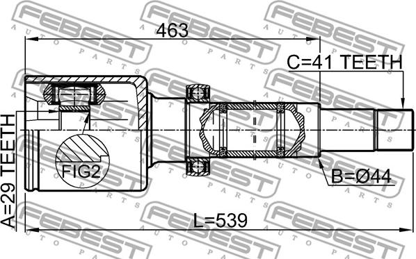 Febest 2111-TT9DRH - Шарнирный комплект, ШРУС, приводной вал autospares.lv