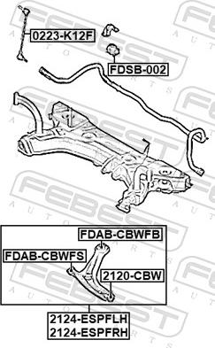 Febest 2124-ESPFLH - Рычаг подвески колеса autospares.lv