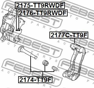 Febest 2175-TT9RWDF - Ремкомплект, тормозной суппорт autospares.lv