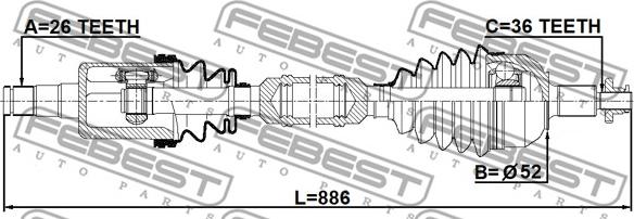 Febest 2314-PVRH - Приводной вал autospares.lv