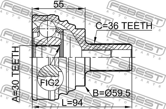 Febest 2310-030 - Шарнирный комплект, ШРУС, приводной вал autospares.lv