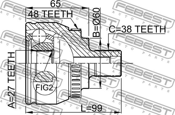 Febest 2310-SHARA48 - Шарнирный комплект, ШРУС, приводной вал autospares.lv