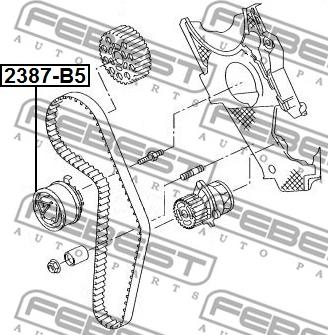 Febest 2387-B5 - Натяжной ролик, зубчатый ремень ГРМ autospares.lv