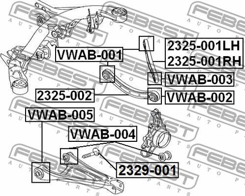 Febest VWAB-004 - Сайлентблок, рычаг подвески колеса autospares.lv