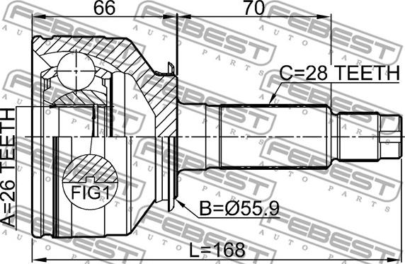 Febest 2210-SORBL - Шарнирный комплект, ШРУС, приводной вал autospares.lv