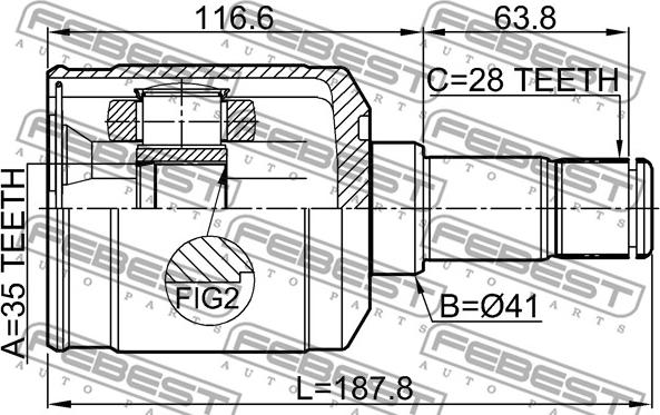 Febest 2211-SORMTLH - Шарнирный комплект, ШРУС, приводной вал autospares.lv