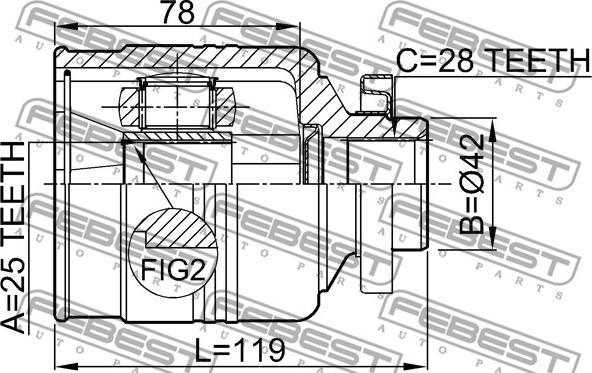 Febest 2211-SORRH - Шарнирный комплект, ШРУС, приводной вал autospares.lv