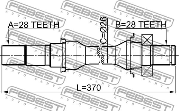 Febest 2212-SED25MT - Приводной вал autospares.lv