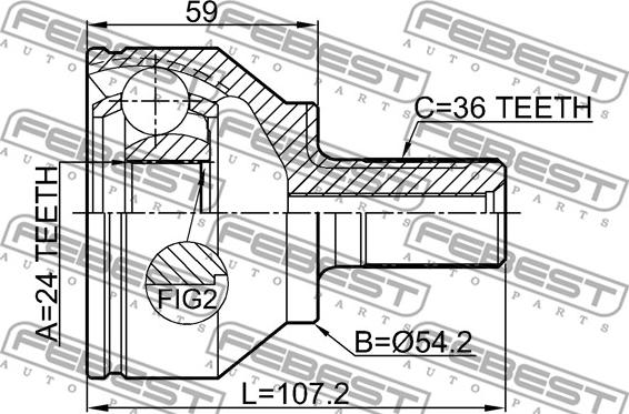 Febest 2710-C70 - Шарнирный комплект, ШРУС, приводной вал autospares.lv