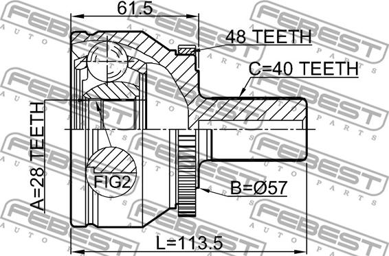 Febest 2710-XC90A48 - Шарнирный комплект, ШРУС, приводной вал autospares.lv