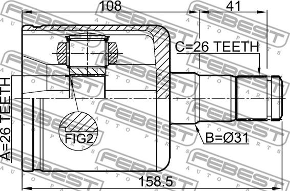 Febest 2711-S40IILH - Шарнирный комплект, ШРУС, приводной вал autospares.lv