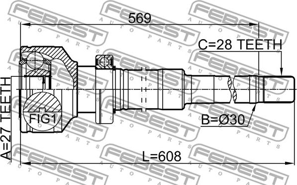 Febest 2711-XC90RH - Шарнирный комплект, ШРУС, приводной вал autospares.lv