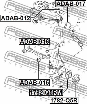 Febest ADAB-016 - Сайлентблок, рычаг подвески колеса autospares.lv