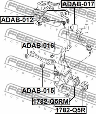 Febest ADAB-012 - Сайлентблок, рычаг подвески колеса autospares.lv