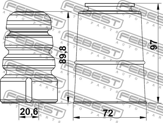 Febest ADSHB-A6IVF-KIT - Пылезащитный комплект, амортизатор autospares.lv