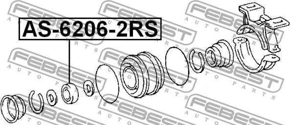 Febest AS-6206-2RS - Подшипник карданного вала, центральная подвеска autospares.lv