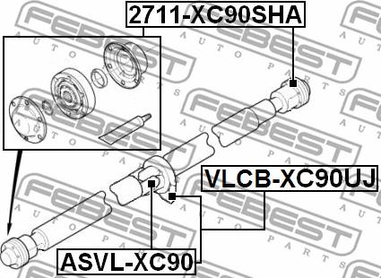 Febest ASVL-XC90 - Шарнир, продольный вал autospares.lv