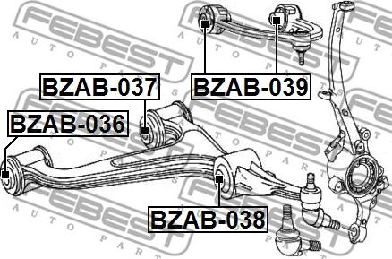 Febest BZAB-037 - Сайлентблок, рычаг подвески колеса autospares.lv