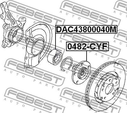 Febest DAC43800040M - Подшипник ступицы колеса autospares.lv