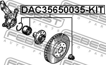 Febest DAC35650035-KIT - Подшипник ступицы колеса, комплект autospares.lv