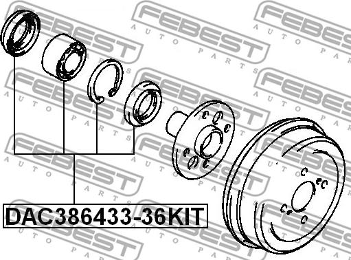 Febest DAC386433-36KIT - Подшипник ступицы колеса, комплект autospares.lv