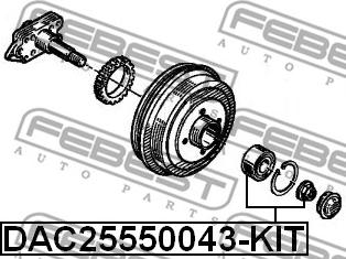 Febest DAC25550043-KIT - Подшипник ступицы колеса, комплект autospares.lv