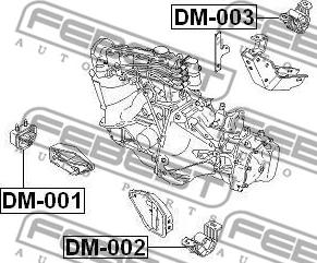 Febest DM-001 - Подушка, опора, подвеска двигателя autospares.lv