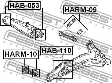 Febest HARM-09 - Сайлентблок, рычаг подвески колеса autospares.lv