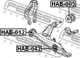 Febest HAB-012 - Сайлентблок, рычаг подвески колеса autospares.lv