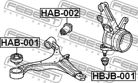 Febest HAB-001 - Сайлентблок, рычаг подвески колеса autospares.lv