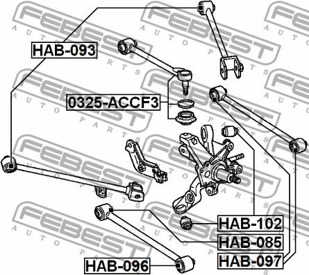 Febest HAB-085 - Сайлентблок, рычаг подвески колеса autospares.lv