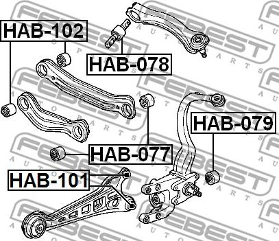 Febest HAB-078 - Сайлентблок, рычаг подвески колеса autospares.lv