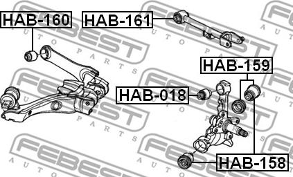 Febest HAB-161 - Сайлентблок, рычаг подвески колеса autospares.lv