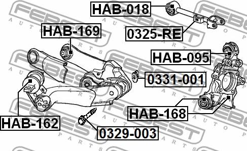 Febest HAB-168 - Сайлентблок, рычаг подвески колеса autospares.lv