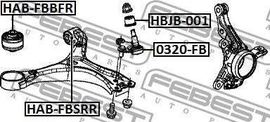 Febest HAB-FBSRR - Сайлентблок, рычаг подвески колеса autospares.lv