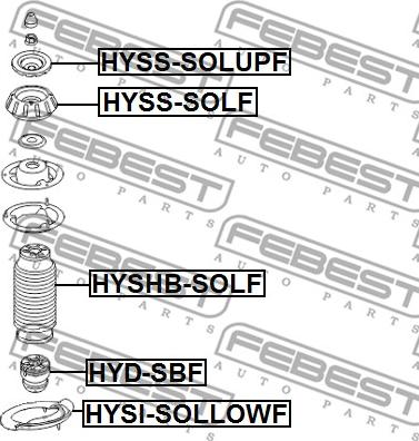 Febest HYSS-SOLF - Опора стойки амортизатора, подушка autospares.lv