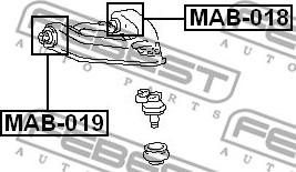 Febest MAB-019 - Сайлентблок, рычаг подвески колеса autospares.lv