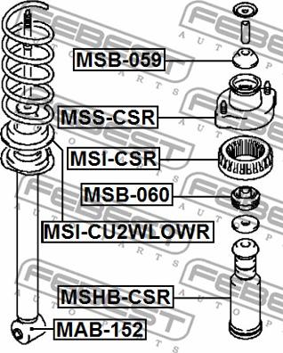 Febest MAB-152 - Сайлентблок, стойка амортизатора autospares.lv