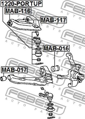 Febest MAB-117 - Сайлентблок, рычаг подвески колеса autospares.lv